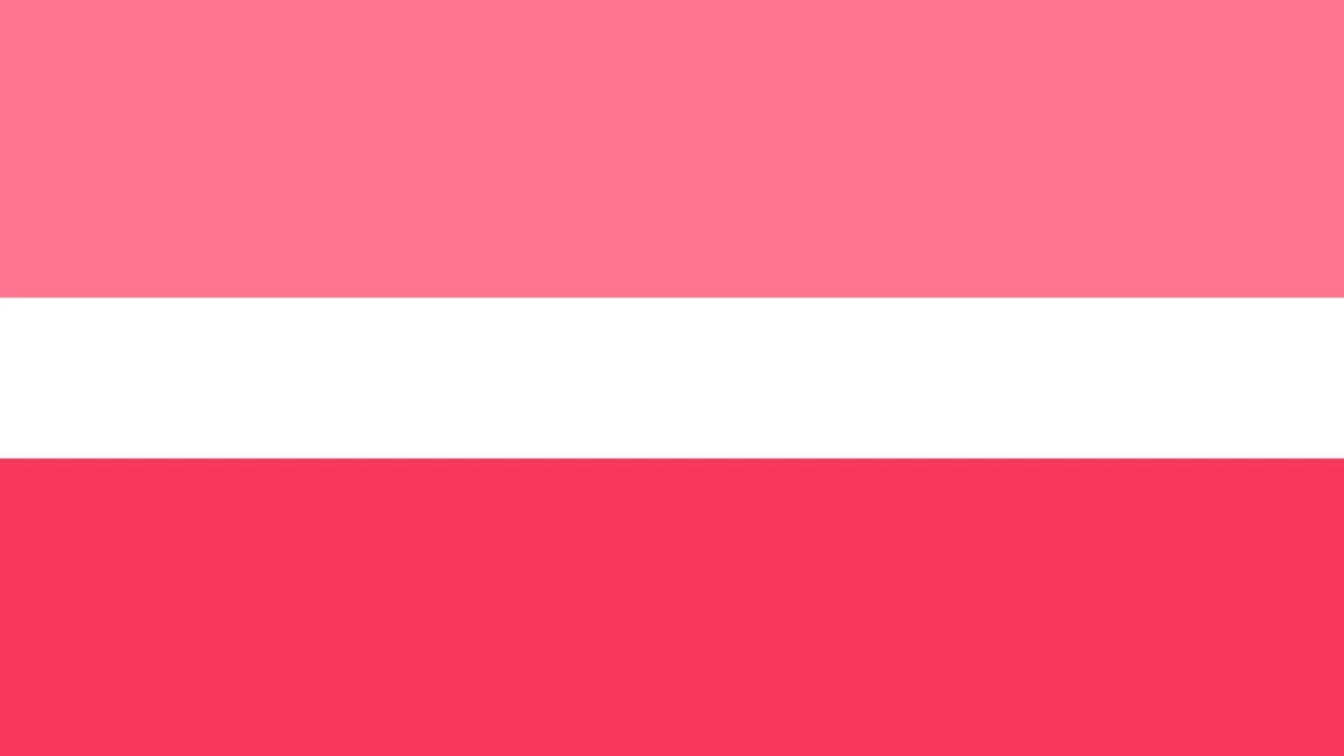 Flag featuring three horizontal stripes of pink, white, and darker pink