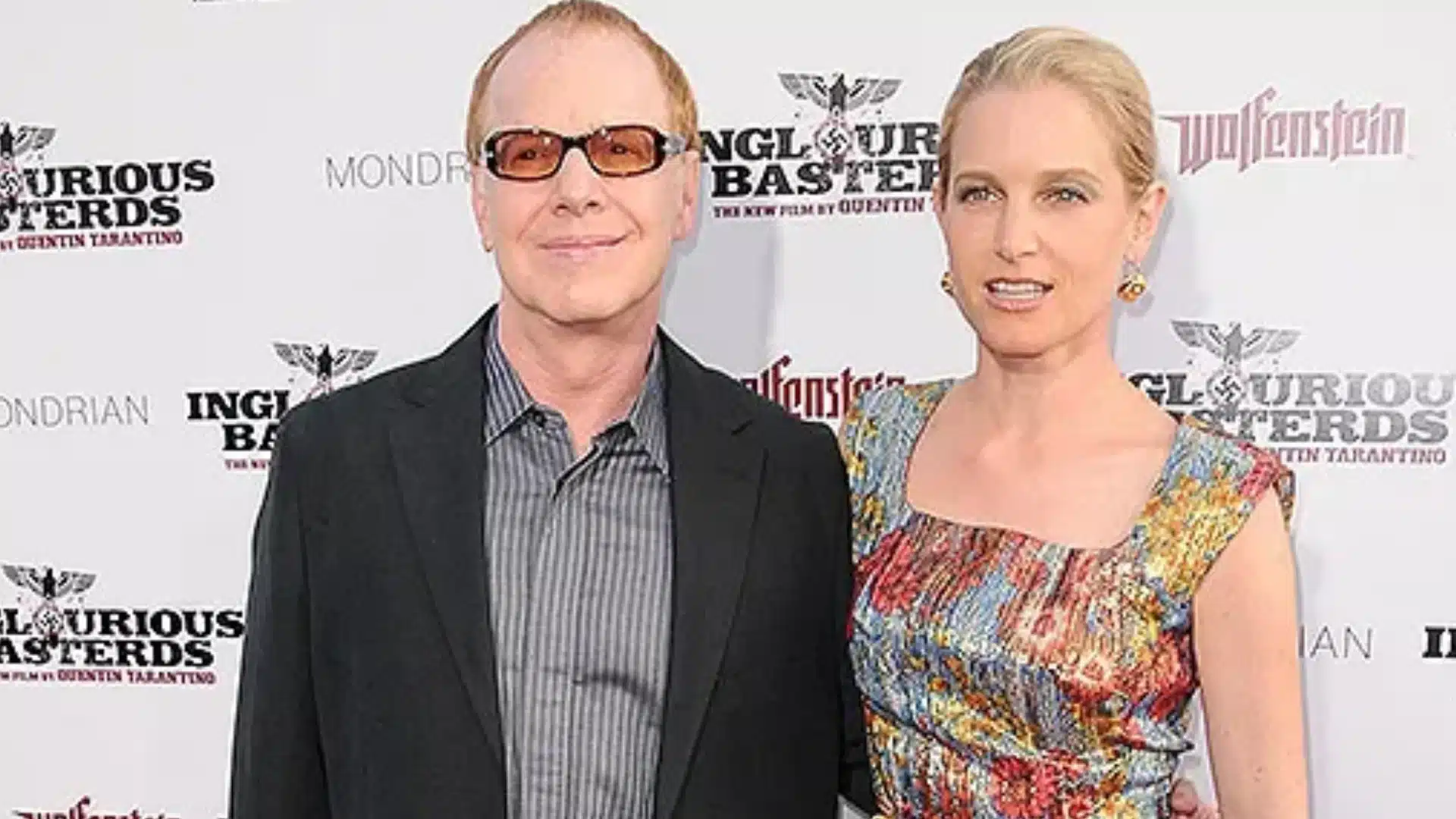 Danny Elfman and his partner, Bridget Fonda, pose at a premiere event featuring the