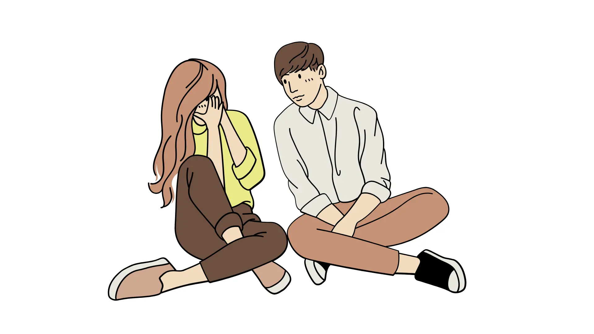 An illustration of an avoidant scenario between the couple, they seem unhappy
