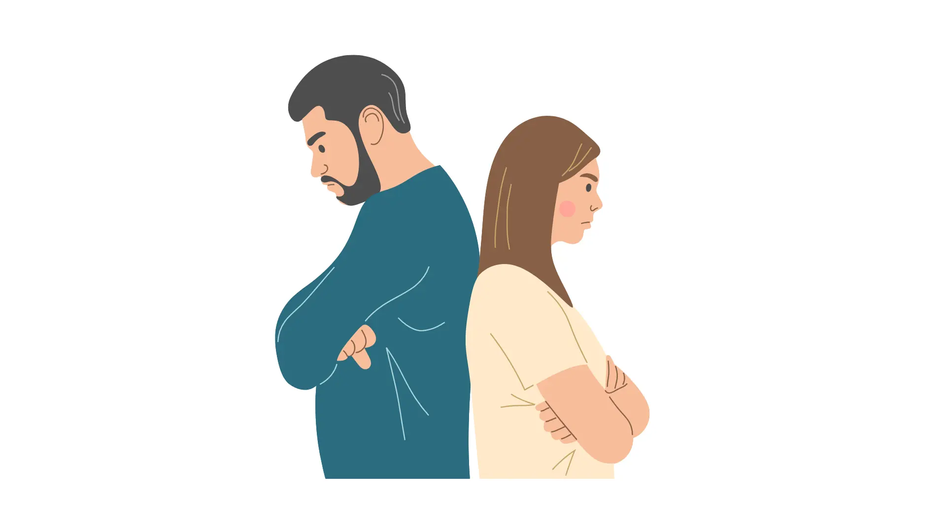 Illustration shows a couple is upset, not talking.