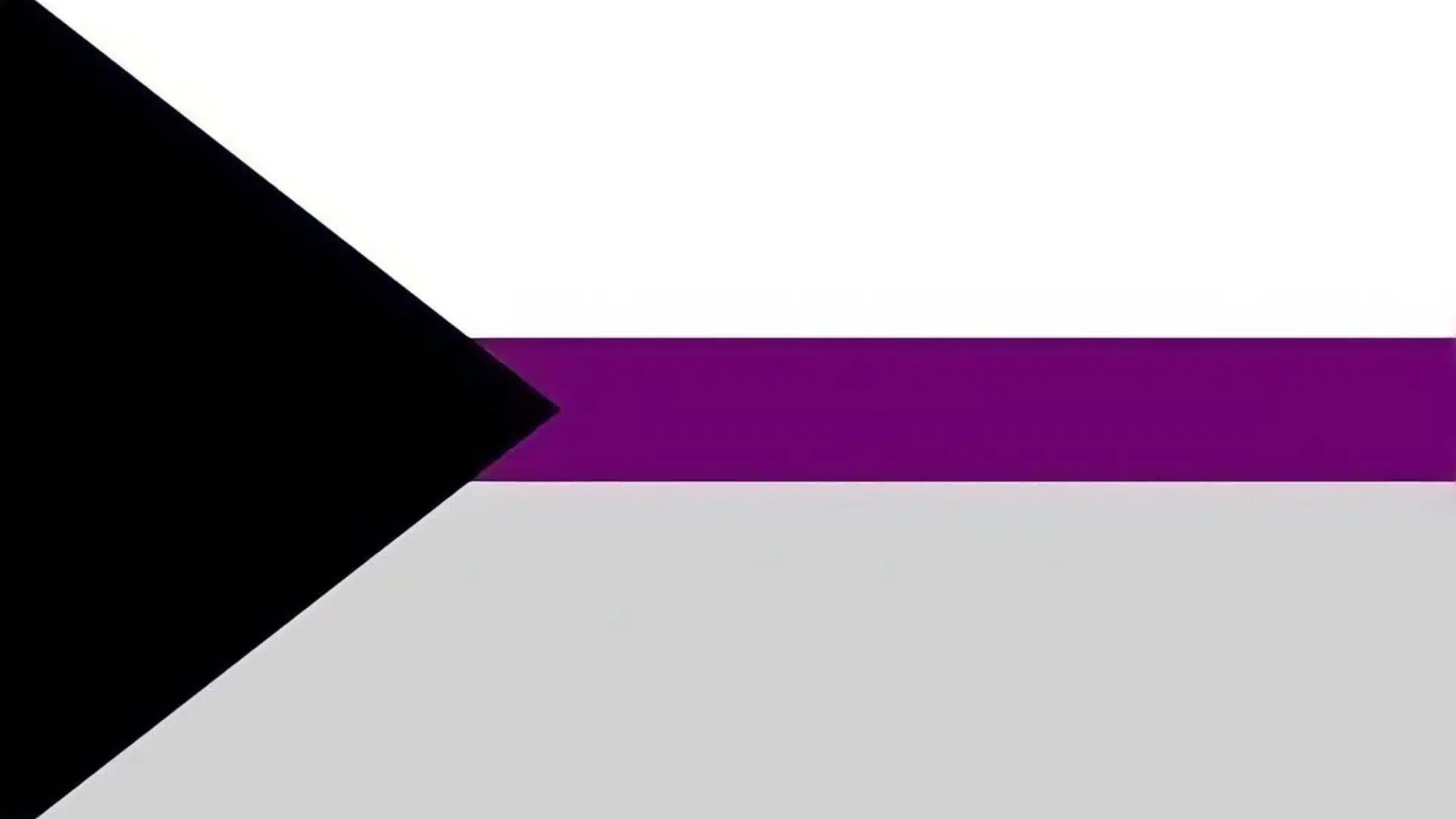 A triangle composed of black with white purple grey colors with a distinct black line running across