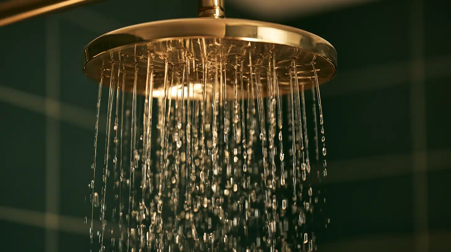 a shower head with water cascading down, illustrating a refreshing shower experience